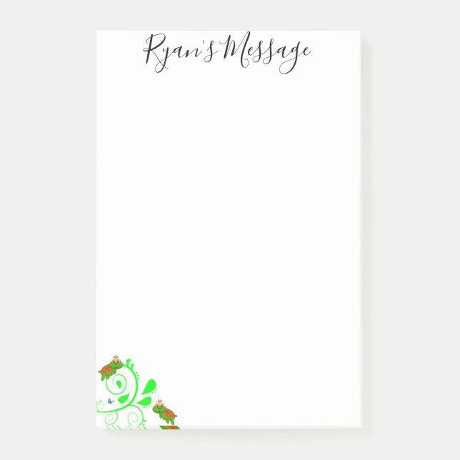 Bloco De Notas Post-it Notes Tartarugas Verdes Floral (Frente)