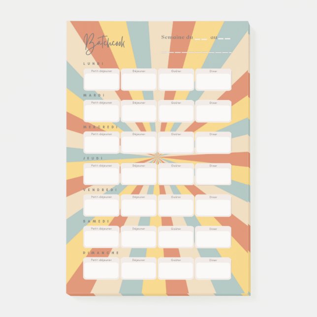 Bloco De Notas Post-it® Plannificateur de menus (Frente)