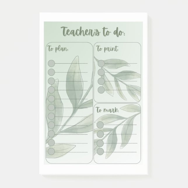 Bloco De Notas Post-its diários para professores  (Frente)