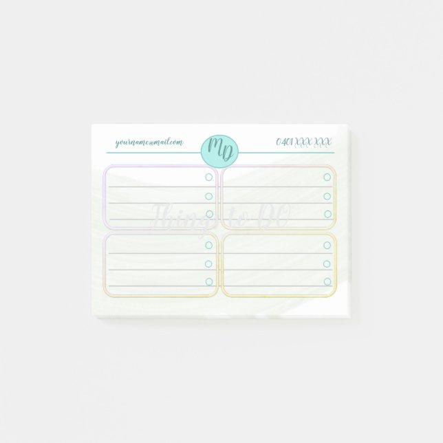 Bloco De Notas Posta de cores azuis e verdes personalizadas (Frente)