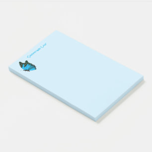 Bloco De Notas Postar Notas Comprando Lista Azul Borboleta