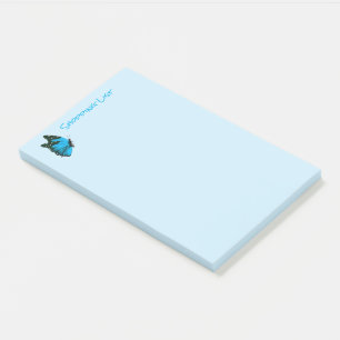Bloco De Notas Postar Notas Comprando Lista Azul Borboleta