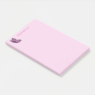 Bloco De Notas Postar Notas Comprando Lista Borboleta Rosa