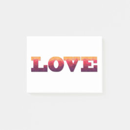 Bloco De Notas Poste que anota o amor em roxo, rosa, amarelo.