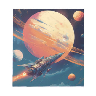 Bloco De Notas Poster de Exploração de Espaço Retroativo