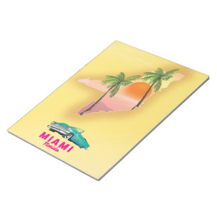 Bloco De Notas Poster de mapa ilustrado de Miami Flórida
