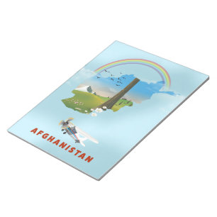 Bloco De Notas Poster de viagens da paisagem do mapa do Afeganist
