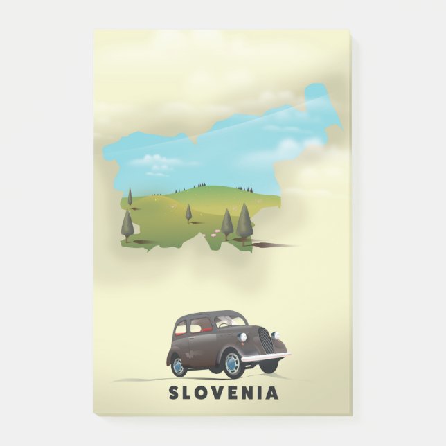 Bloco De Notas Poster de viagens de mapa ilustrado da Eslovênia (Frente)