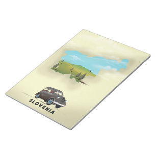 Bloco De Notas Poster de viagens de mapa ilustrado da Eslovênia