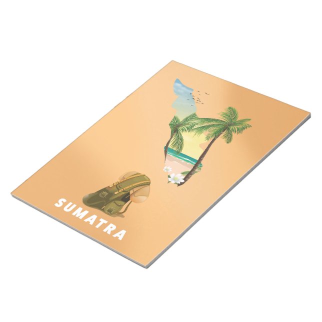 Bloco De Notas Poster de viagens de mapa ilustrado de Sumatra (Inclinado)
