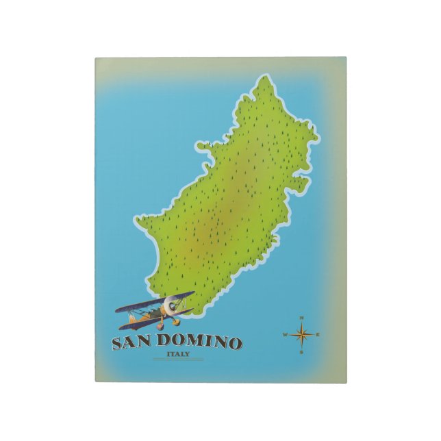 Bloco De Notas Poster de viagens do mapa Elba Itália (Invertido)