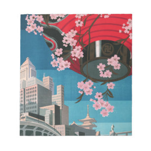 Bloco De Notas Poster de viagens Japonês Tokyo Vintage