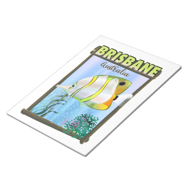 Bloco De Notas Poster de viagens tropical Brisbane Austrália (Inclinado)