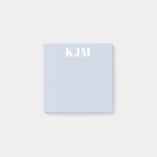 Bloco De Notas Postit Azul Poeirento Monogramado Simples (Frente)