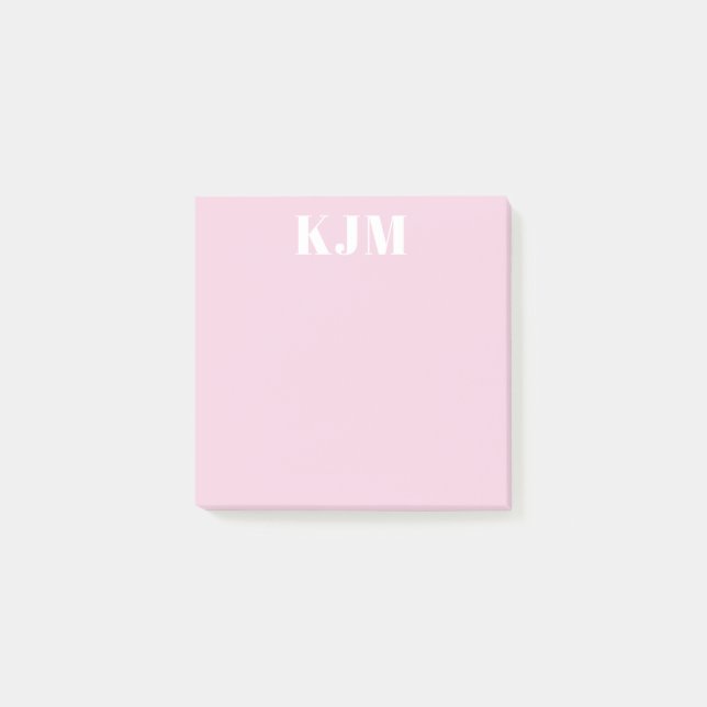 Bloco De Notas Postit Rosa Simples Monogramada (Frente)
