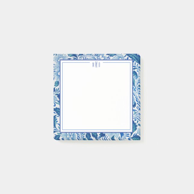 Bloco De Notas Posto Chic de Chinoiserie Azul e Branco (Frente)