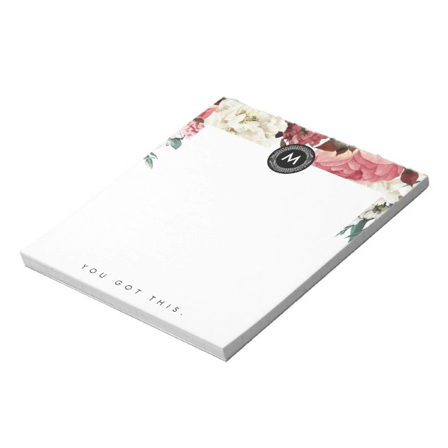 Bloco De Notas Posto Chic Floral Monograma It NotePad (Invertido)