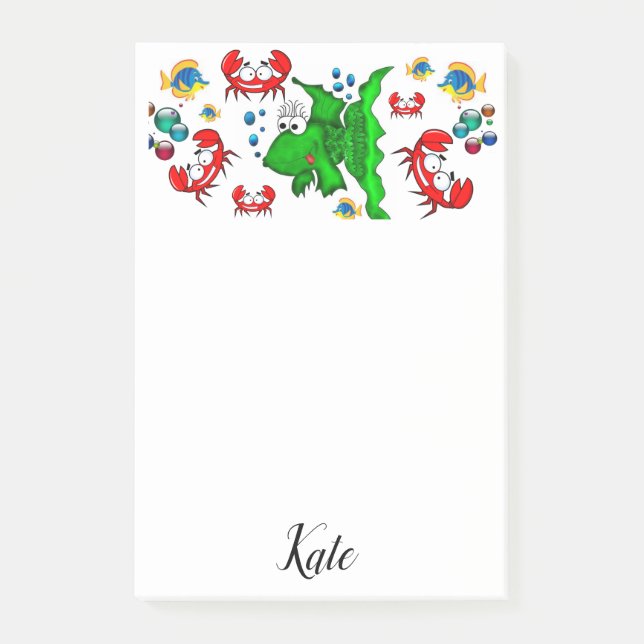 Bloco De Notas Posto-it anota caranguejo de peixe (Frente)