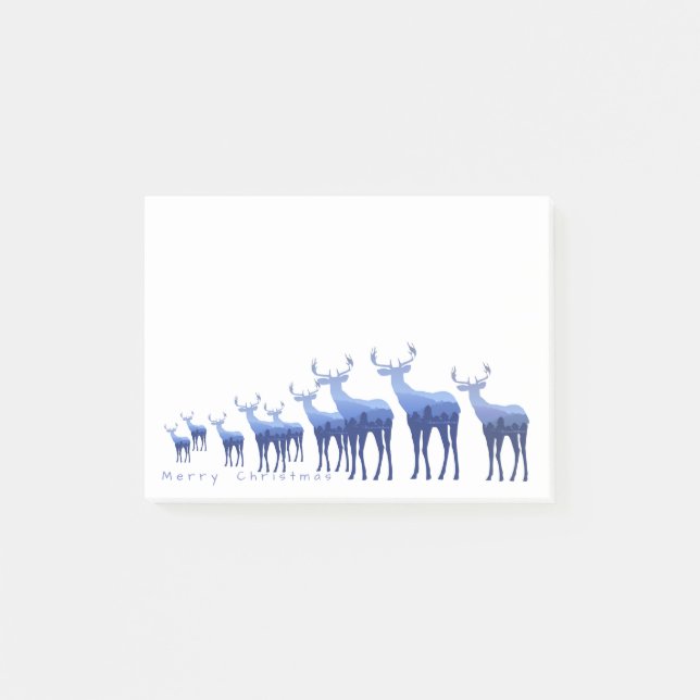Bloco De Notas Posto-it-Notes-Blue Deer Feliz Natal (Frente)