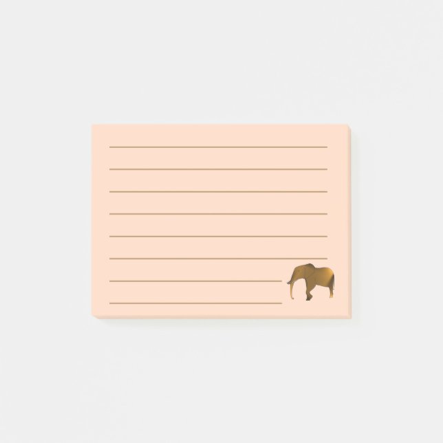 Bloco De Notas Posto Lined de Elefante Castanho pintado (Frente)