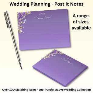 Bloco De Notas Posto-Notas: Flores de Mora Roxas e Casamento Bran
