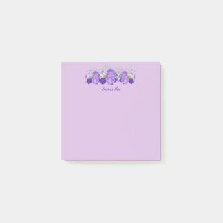 Bloco De Notas Posto Personalizado da Flor Roxo Notas 3x3