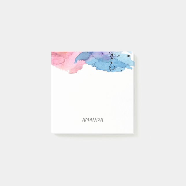 Bloco De Notas posto personalizado do design de aquarela bonito (Frente)
