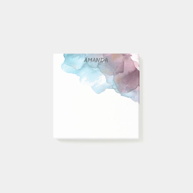 Bloco De Notas posto personalizado do design de aquarela bonito (Frente)