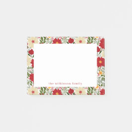 Bloco De Notas Posto Personalizado Floral de Poinsettia Christmas