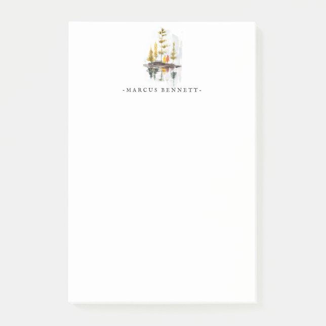 Bloco De Notas Posto Personalizado | Pinheiros de outono russos (Frente)