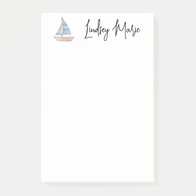 BLOCO DE NOTAS POSTO PERSONALIZADO WATERCOLOR SAILBOAT (Frente)
