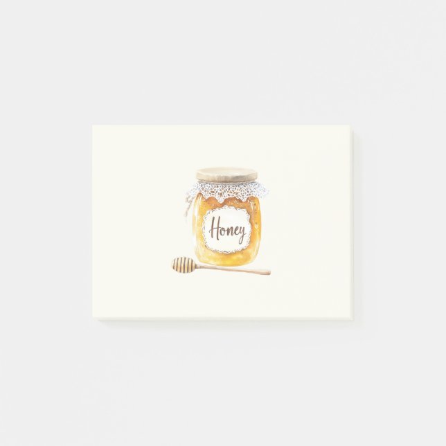 Bloco De Notas Pote de Mel Creme Dourado Nutrição Cozinha (Frente)