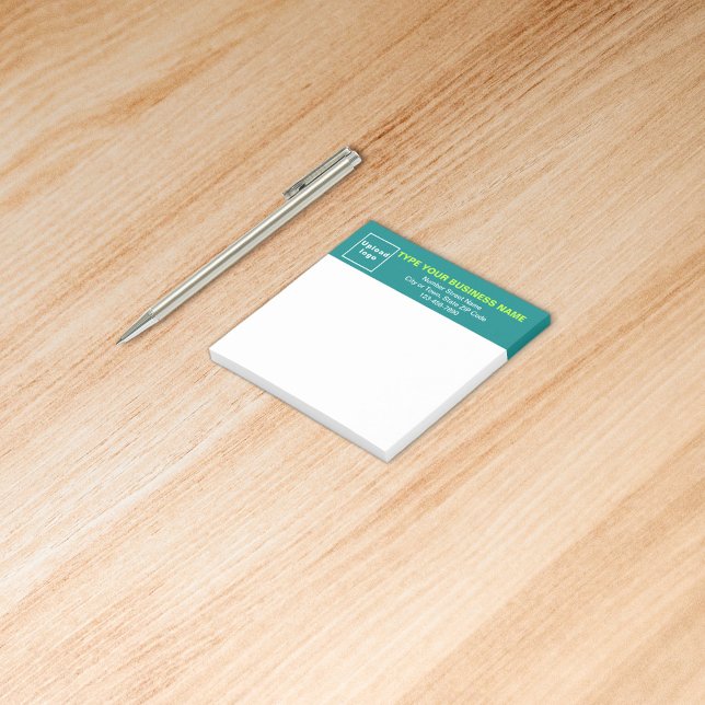 Bloco De Notas Praça Branca do Título do Teto Comercial postar su (Build brand name awareness. Your business brand on teal green heading of square post it note.)