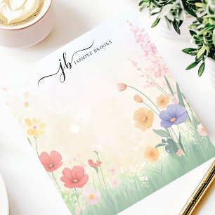Bloco De Notas Prado de Flores Silvestres Chic Personalizado em A