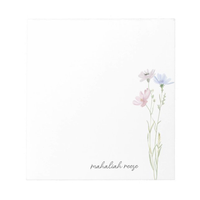 Bloco De Notas Prado de Flores Silvestres Elegantes Caligrafia Pe (Frente)