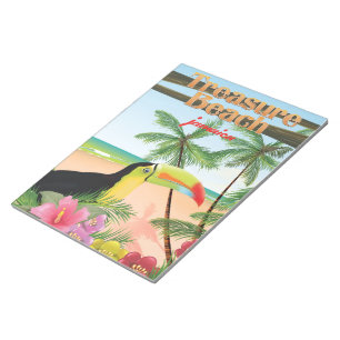 Bloco De Notas Praia do Tesouro pôster de viagem da Jamaica