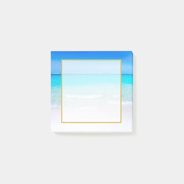 Bloco De Notas Praia tropical com um Mar Turquesa com Sobreposiçã (Frente)