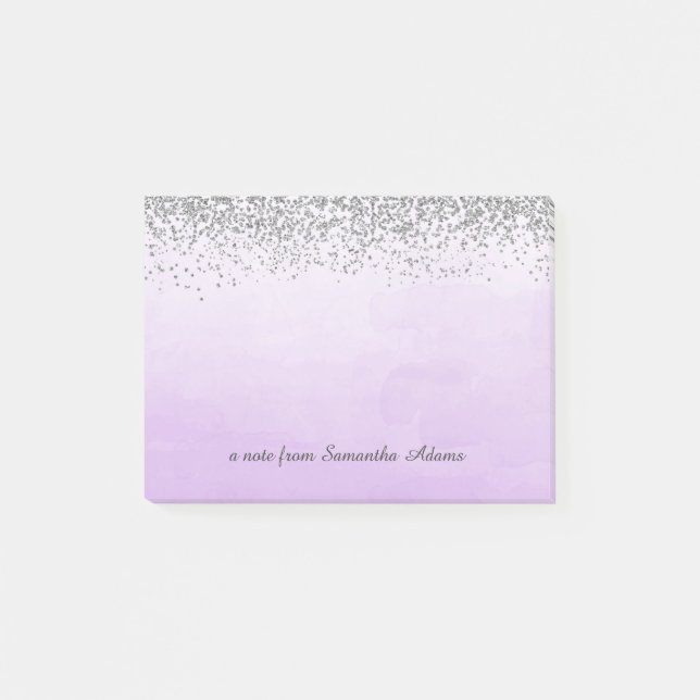 Bloco De Notas Prata e notas do roxo de Ombre (Frente)