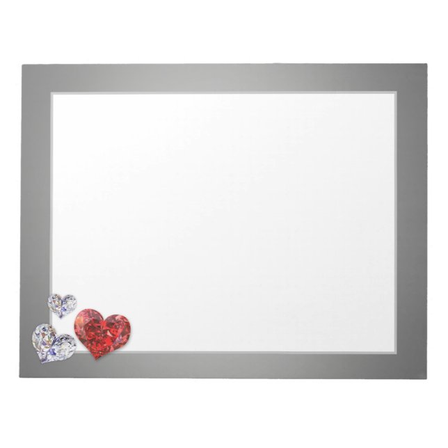 Bloco De Notas Precioso Elegante Diamond Hearts (Frente)