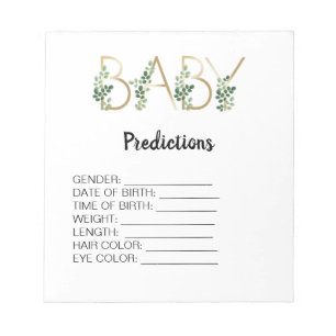 Bloco De Notas Predições do Chá de fraldas Cutie Greenery Floral