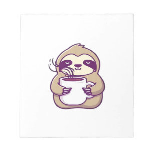 Bloco De Notas Preguiça Kawaii Chibi com Caneca de Café � Arte de