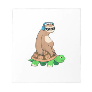 Bloco De Notas Preguiça Montando Tartaruga - Camiseta Preguiçoso 