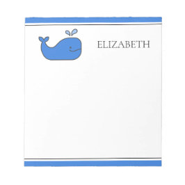 Bloco De Notas Preppy Blue Whale Personalizado