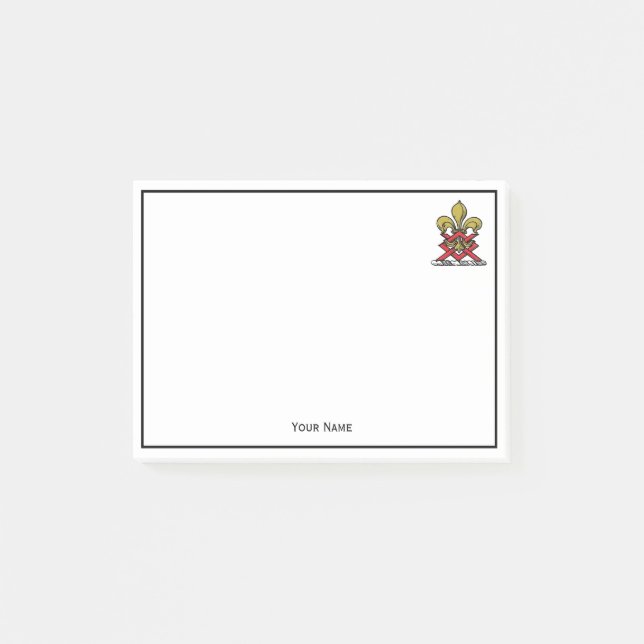 Bloco De Notas Preppy Dourado Red Heraldic Crest Fleur de Lis Emb (Frente)