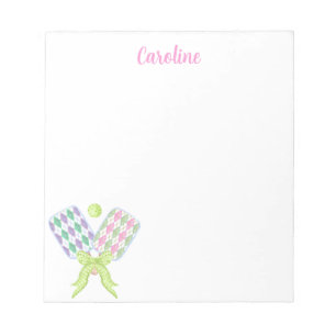 Bloco De Notas Preppy Watercolor Argyle Pickleball Paddles