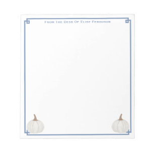 Bloco De Notas Preppy White Pumpkin Blue Border Personalized Name