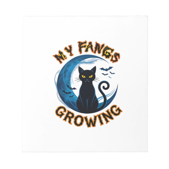 Bloco De Notas Presas Crescentes Halloween Gato Preto Morcegos Lu (Frente)