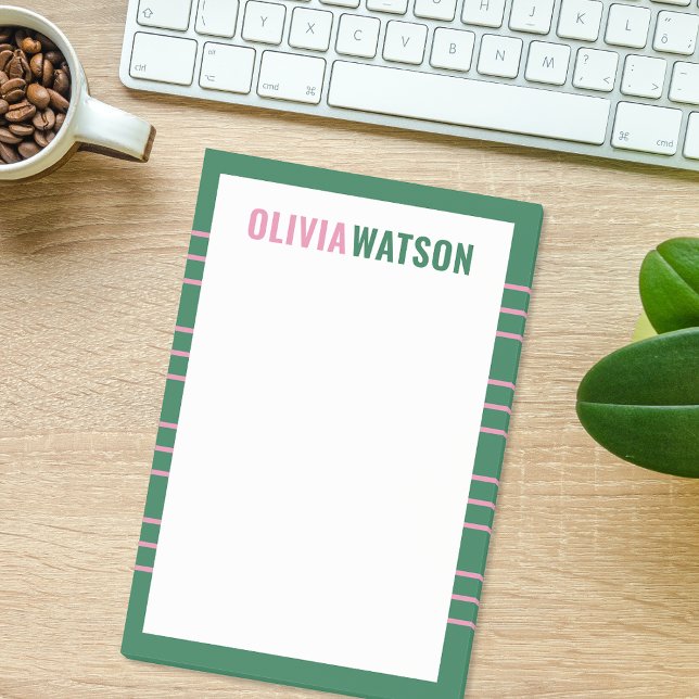 Bloco De Notas Presente de Apreciação de Papel de Professora Pers (Stripe Personalized Name Teacher Appreciation Gift Post-it Notes)