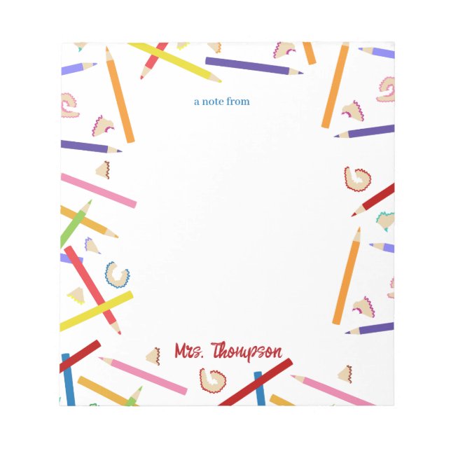Bloco De Notas Presente de Apreciação de Pencils Colorido (Frente)