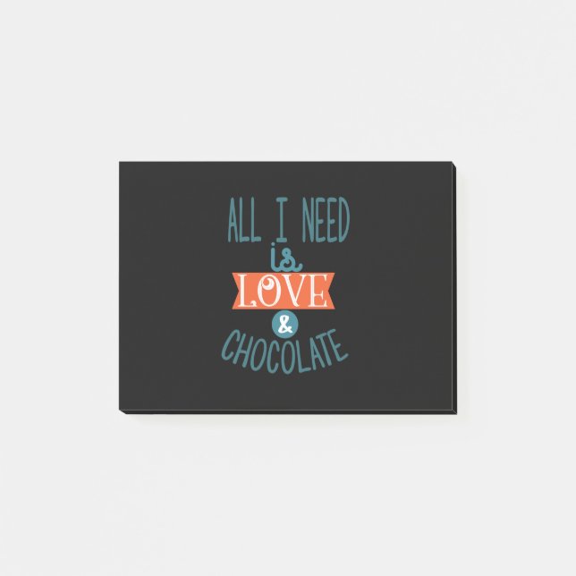 Bloco De Notas Presente De casal Preciso De Amor E Chocolate (Frente)